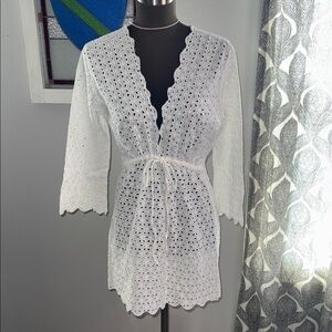 Tara Michelle 100% Cotton Eyelet Bathing Suit Cover Up SZ Medium